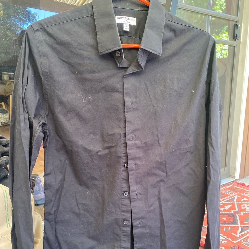 Express Men's Black Dress Shirt Button Down
